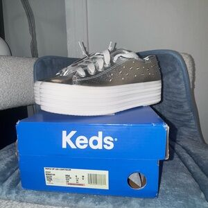 Keds Kids Metallic Silver Platform Sneakers